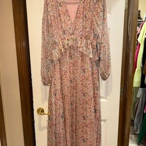 Buddy Love Pink and Gray Long Sleeve Sundress